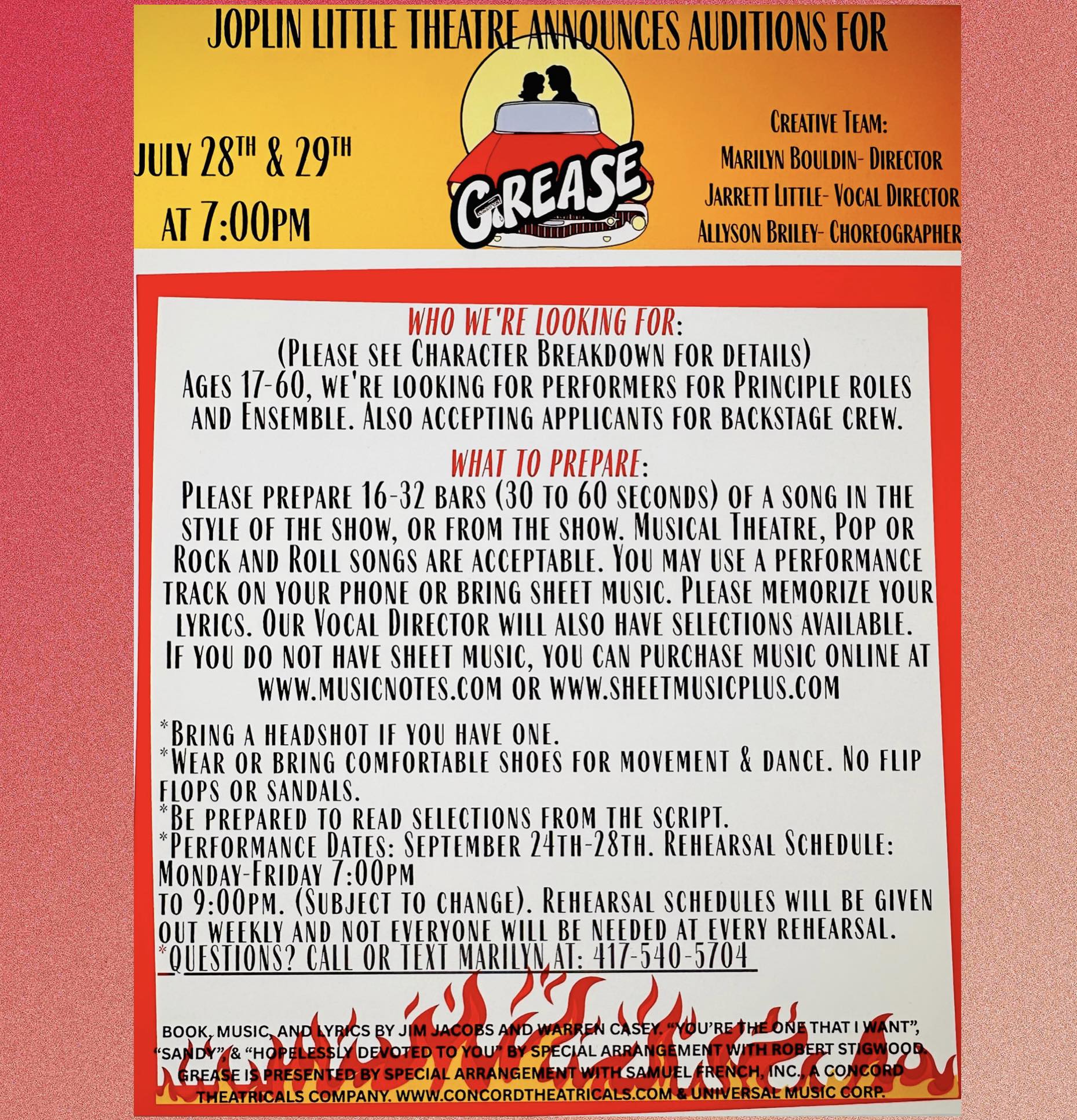 Grease Audition Notice