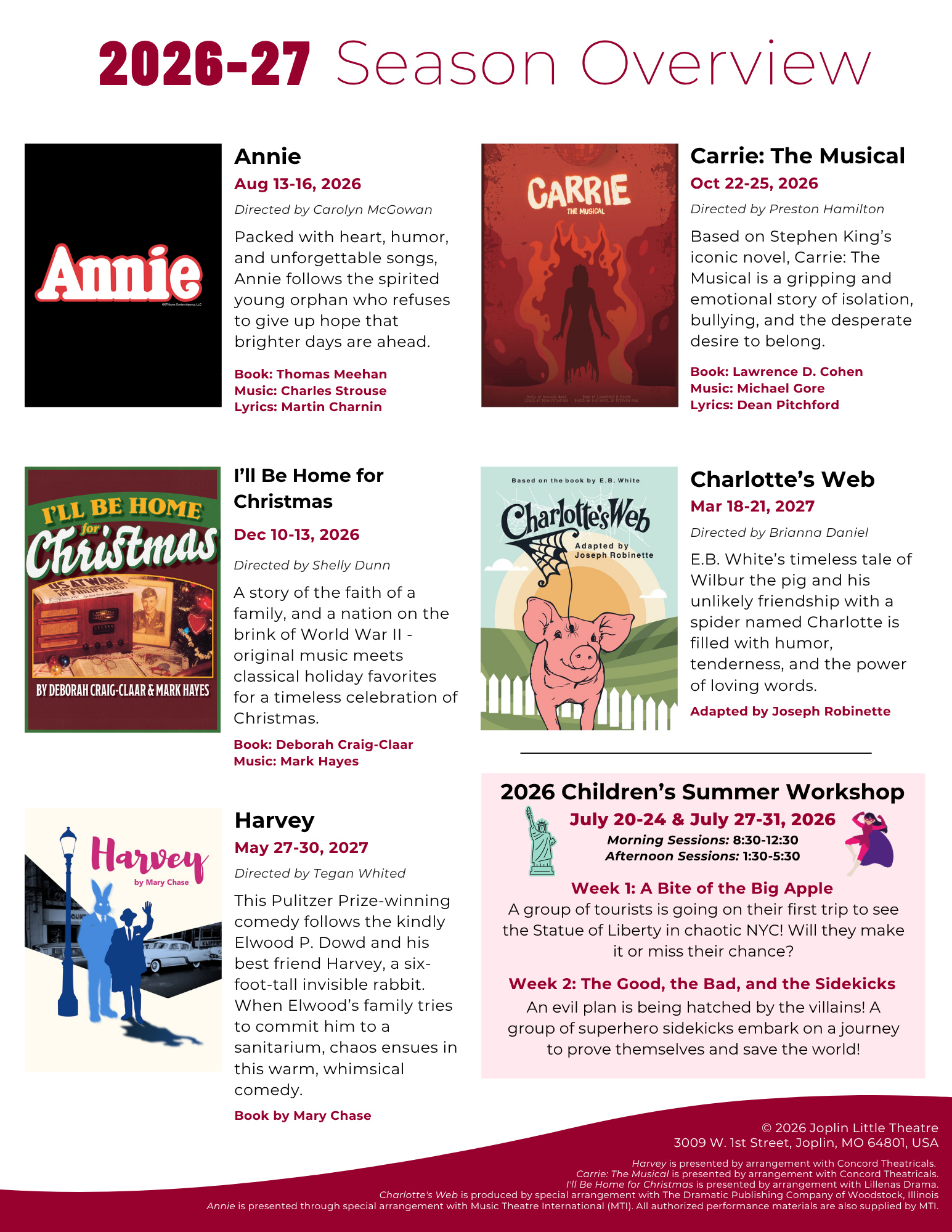 Joplin Little Theatre 2025-2026 Season
